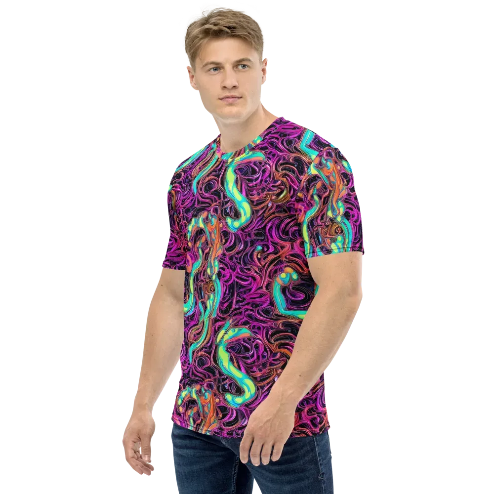 Neon Drizzle on Men's Crew Neck T-Shirt — Left