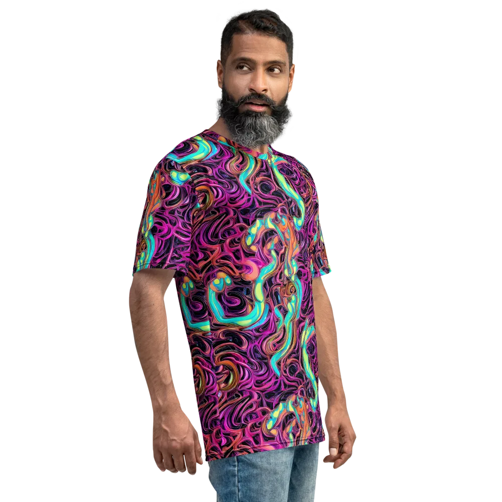 Neon Drizzle on Men's Crew Neck T-Shirt — Right