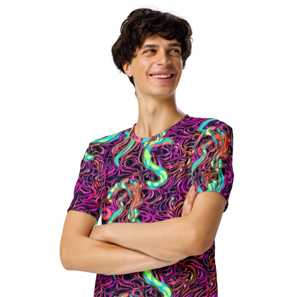 Neon Drizzle on Men's Crew Neck T-Shirt — Left Front
