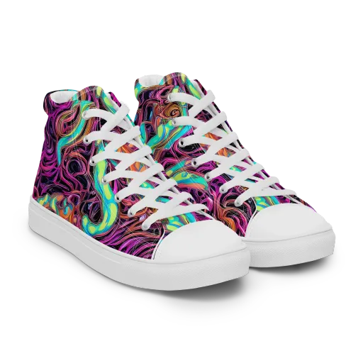 Neon Drizzle on a Men's High Top Canvas Shoes
