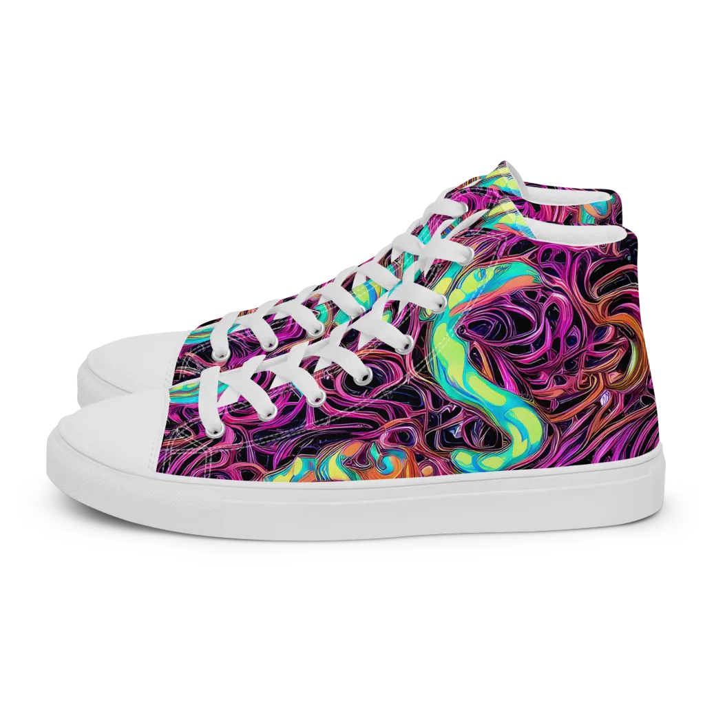 Neon Drizzle on Men's High Top Canvas Shoes — Left