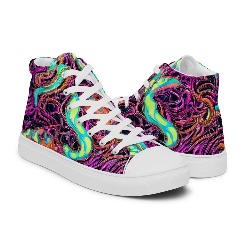 Neon Drizzle on Men's High Top Canvas Shoes — Right