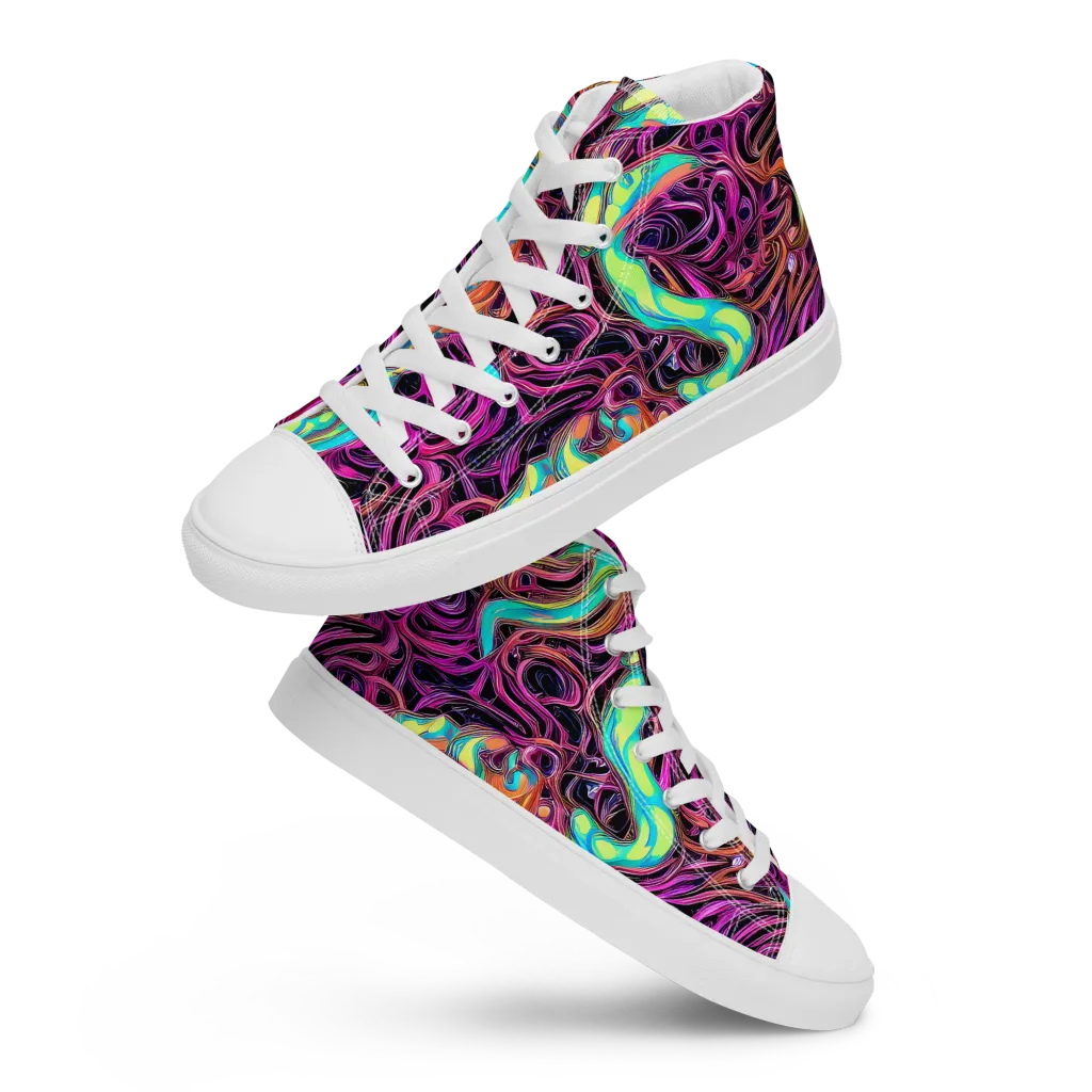 Neon Drizzle on Men's High Top Canvas Shoes — Front