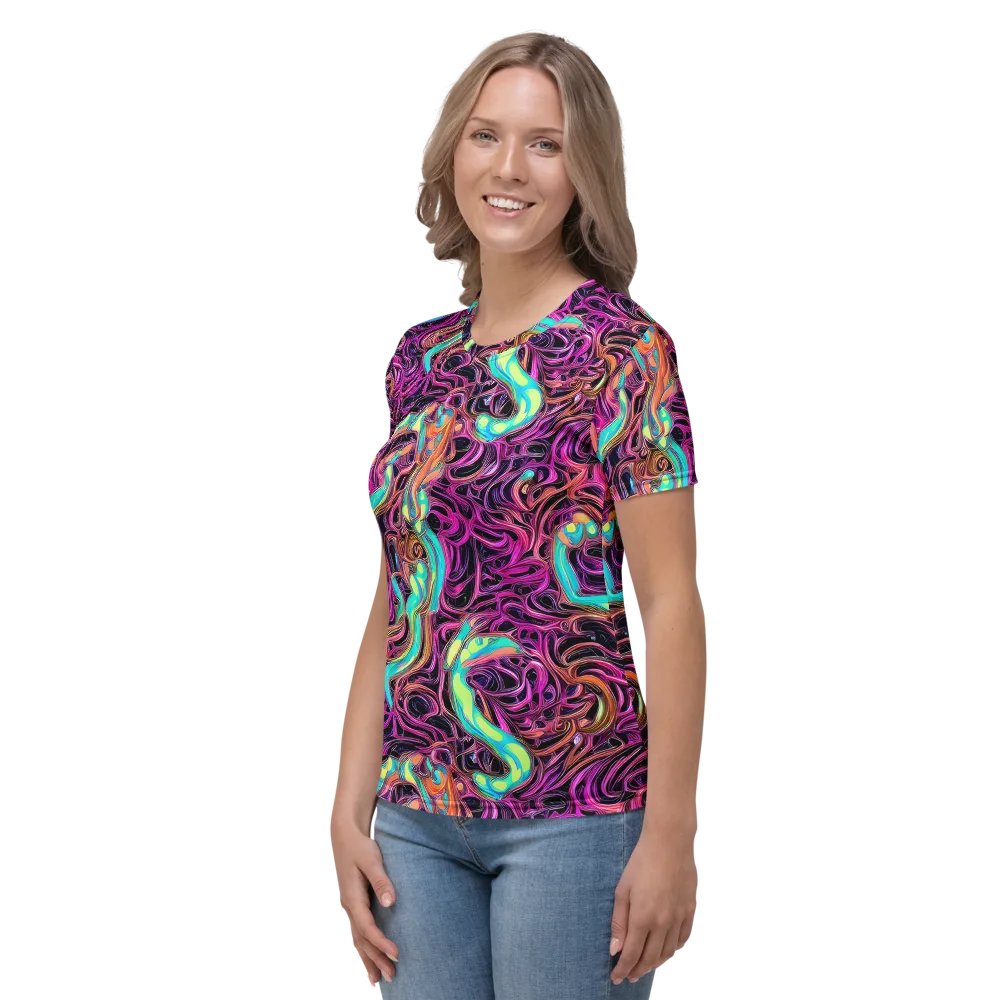 Neon Drizzle on Women's Crew Neck T-Shirt — Left