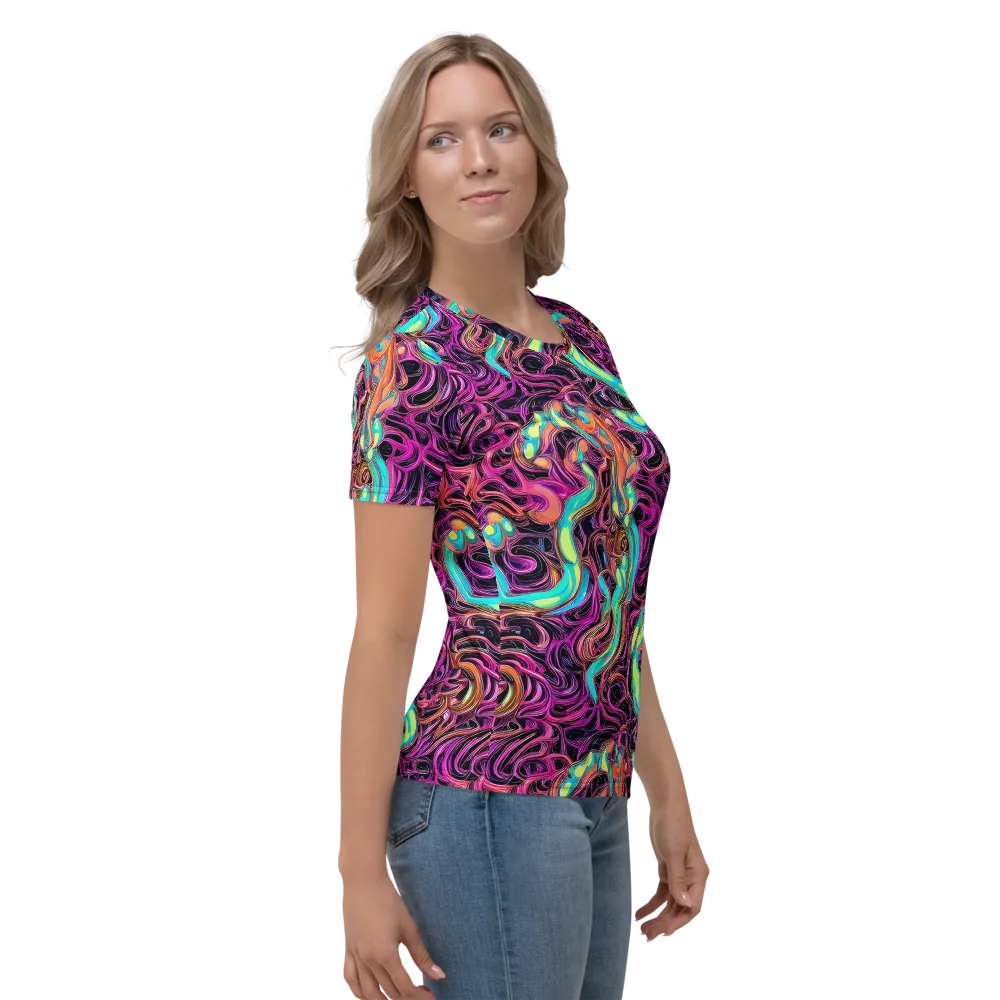 Neon Drizzle on Women's Crew Neck T-Shirt — Right
