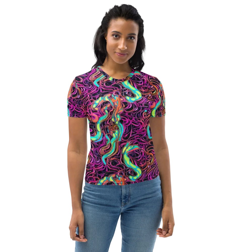 Neon Drizzle on Women's Crew Neck T-Shirt — Front