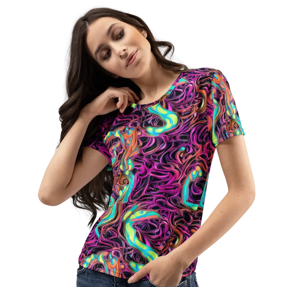 Neon Drizzle on Women's Crew Neck T-Shirt — Left Front