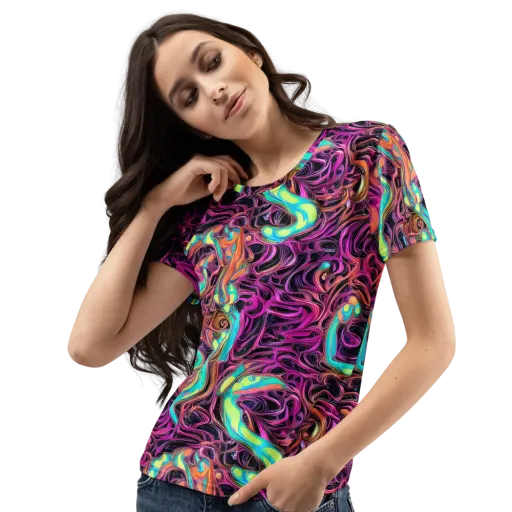 Neon Drizzle on a Women's Crew Neck T-Shirt
