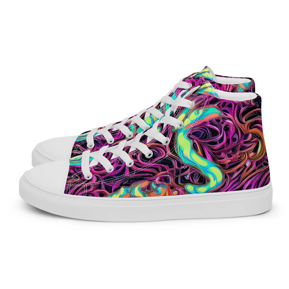 Neon Drizzle on Women's High Top Canvas Shoes — Left