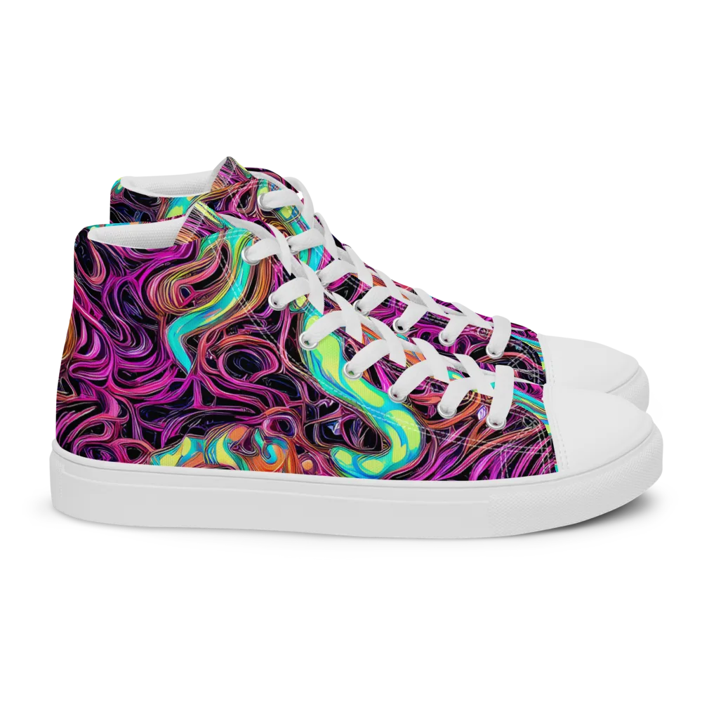 Neon Drizzle on Women's High Top Canvas Shoes — Right