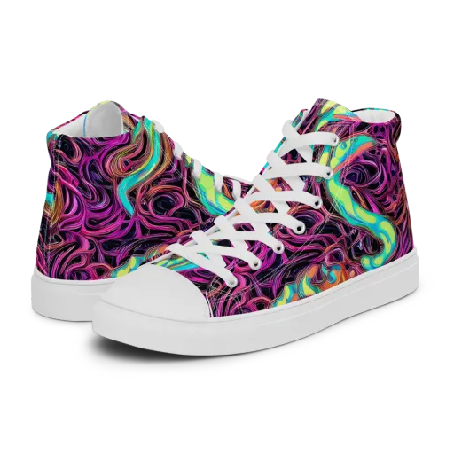 Neon Drizzle on a Women's High Top Canvas Shoes
