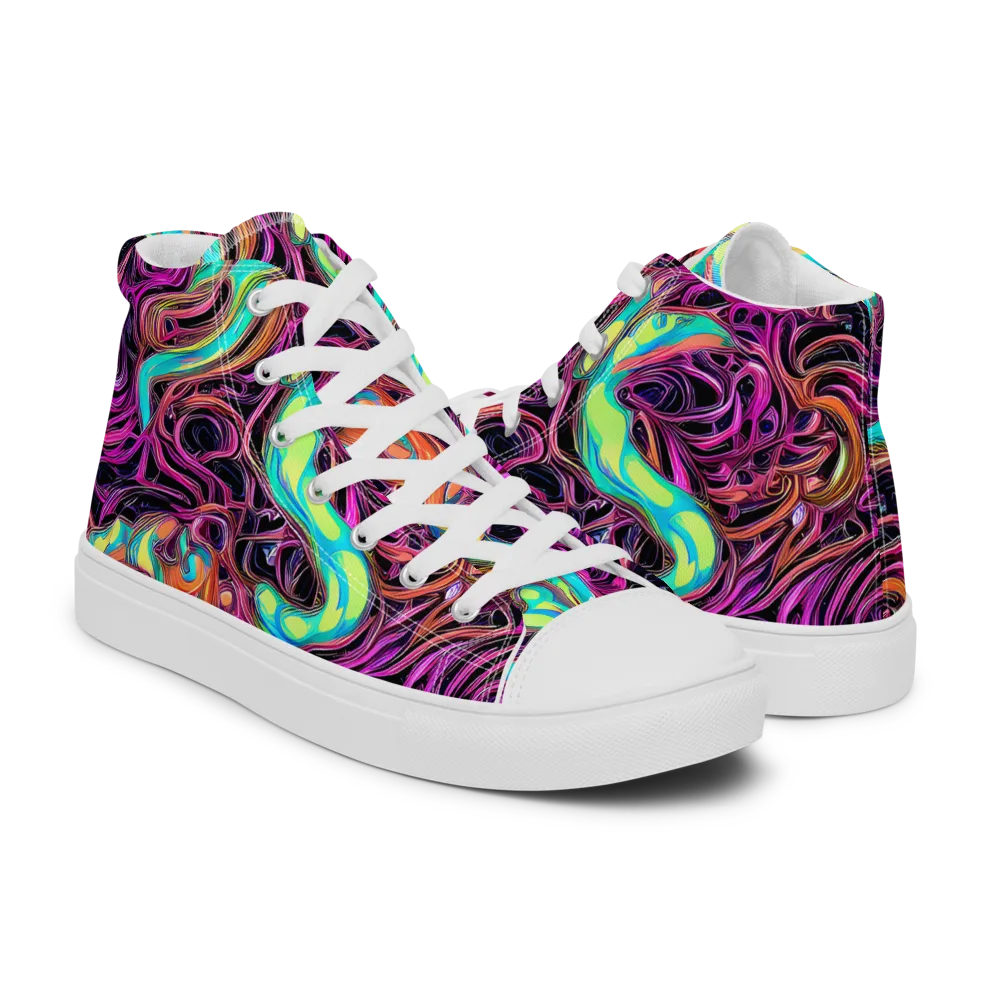 Neon Drizzle on Women's High Top Canvas Shoes — Right