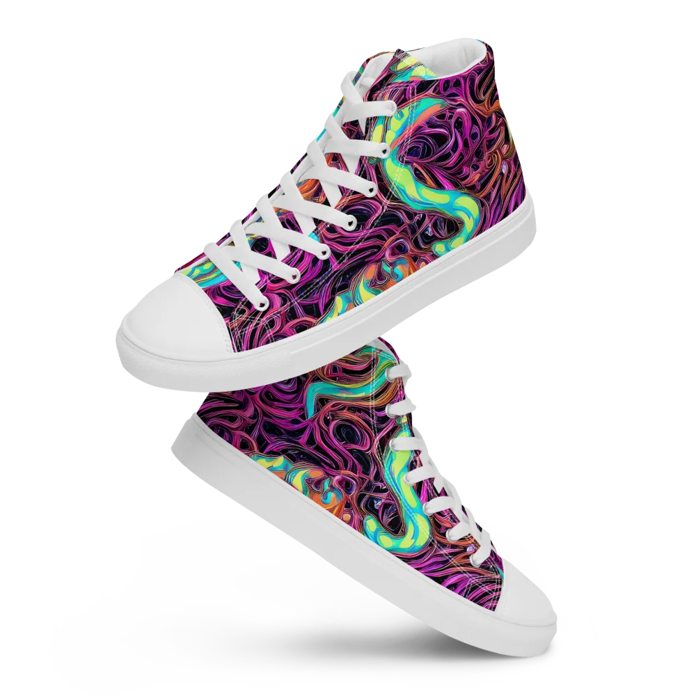 Neon Drizzle on Women's High Top Canvas Shoes — Front