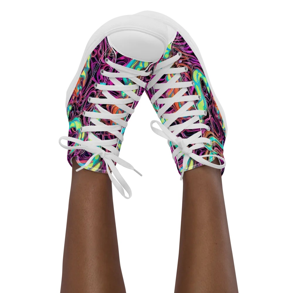 Neon Drizzle on Women's High Top Canvas Shoes — Front
