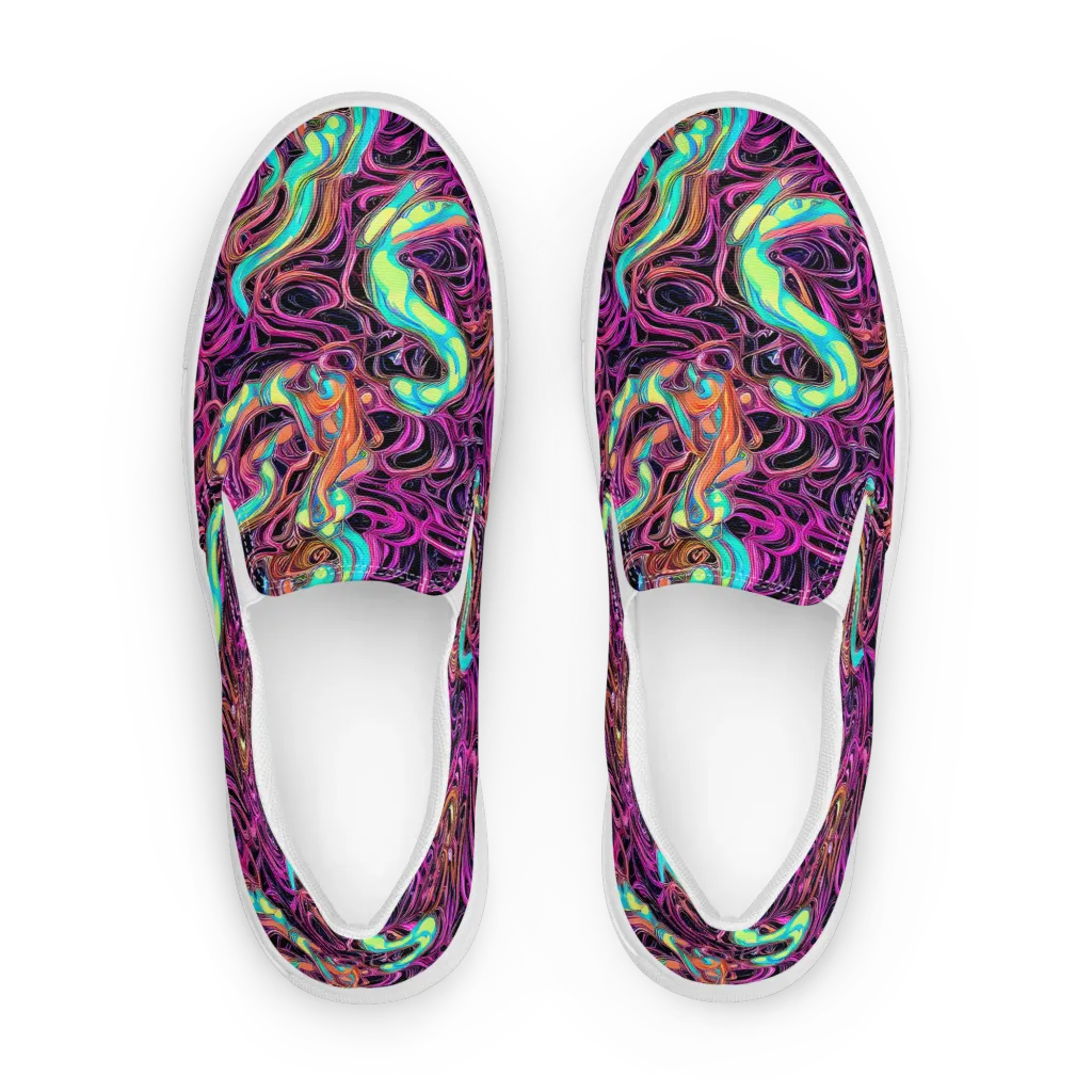 Neon Drizzle on Men's Slip-On Canvas Shoes — Front