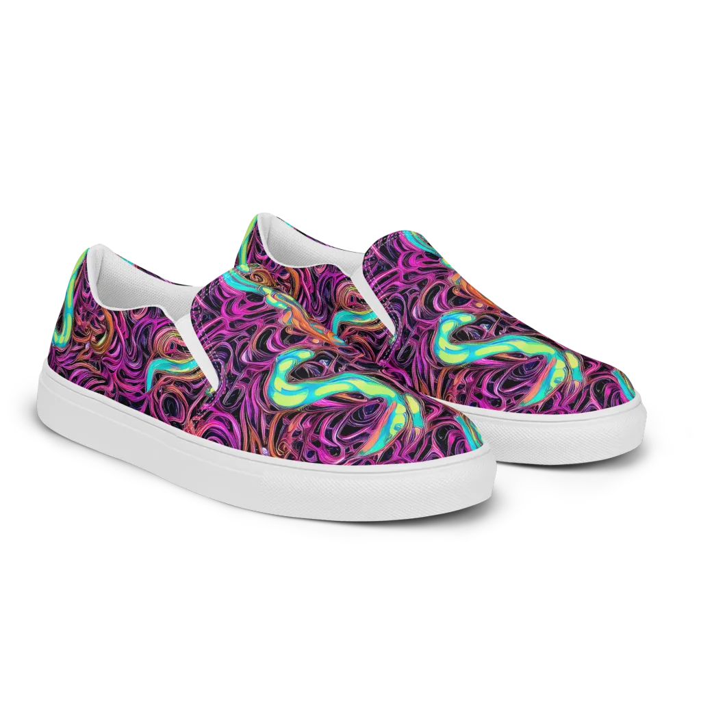 Neon Drizzle on Men's Slip-On Canvas Shoes — Right Front