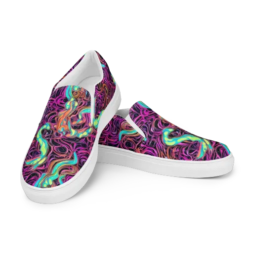 Neon Drizzle on a Men's Slip-On Canvas Shoes