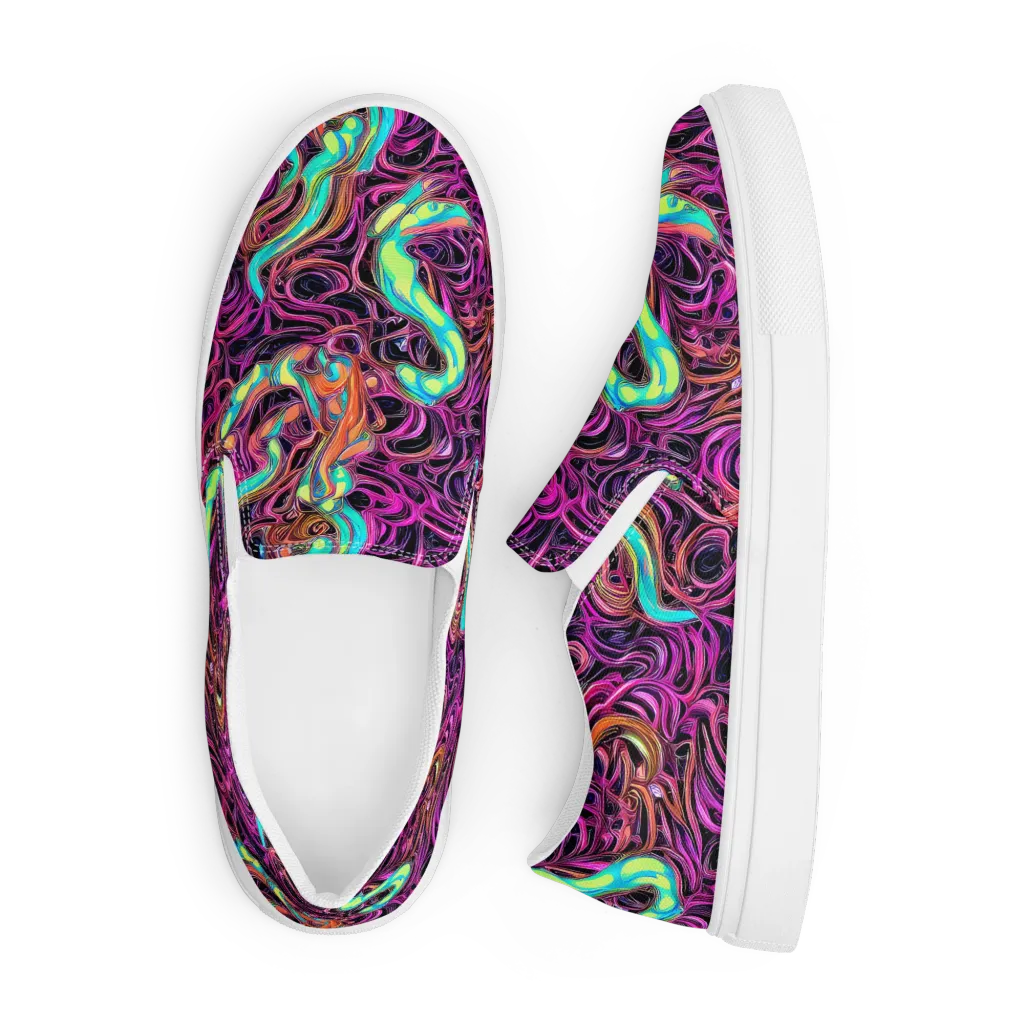 Neon Drizzle on Men's Slip-On Canvas Shoes — Front
