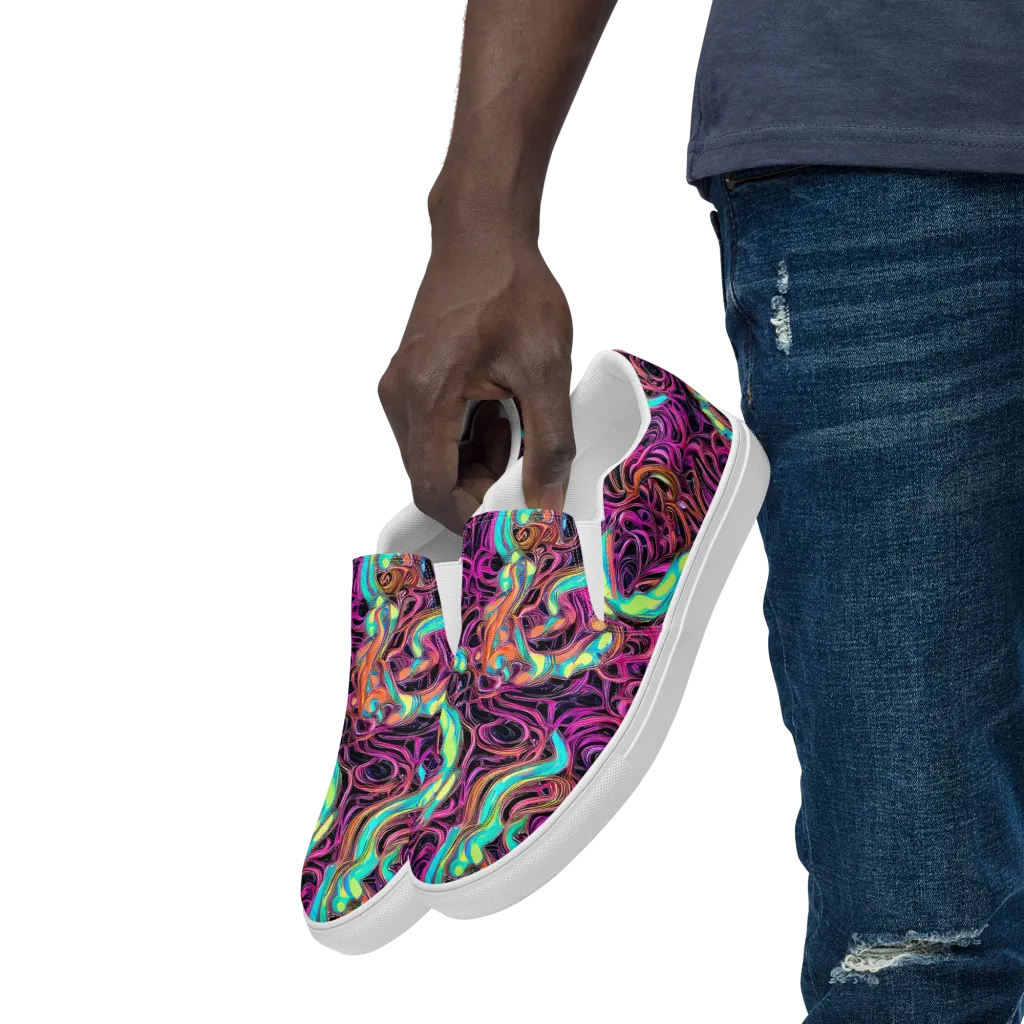 Neon Drizzle on Men's Slip-On Canvas Shoes — Left Front