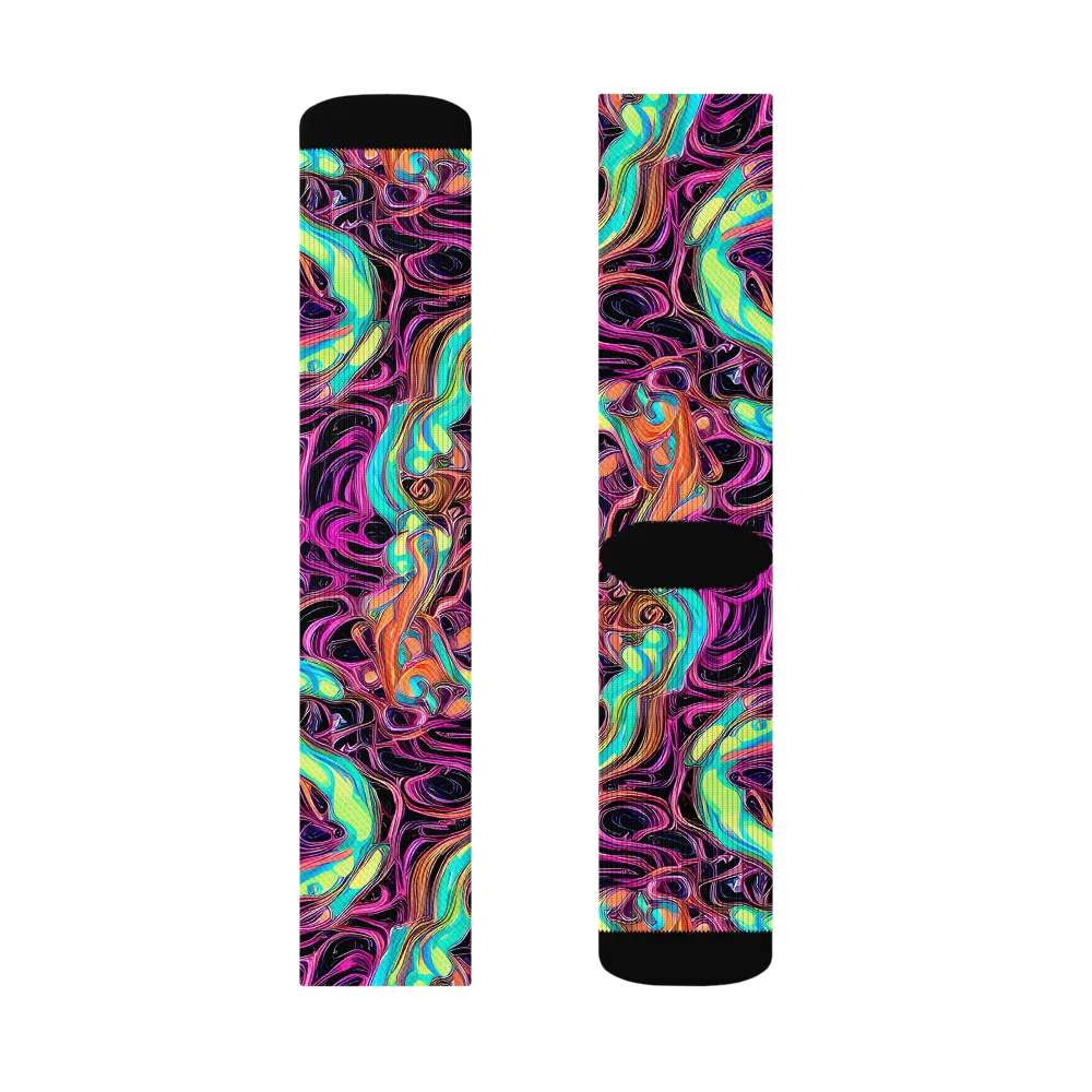 Neon Drizzle on Socks — Left Sock