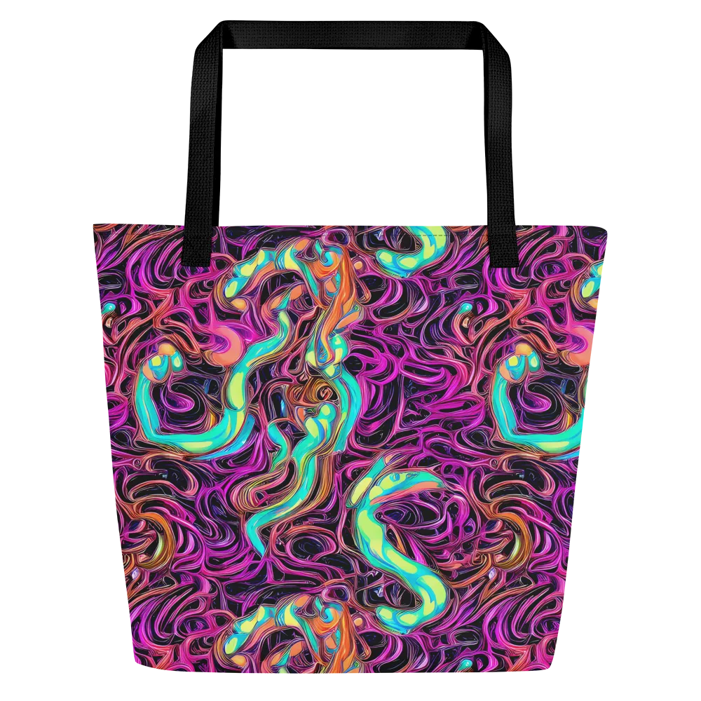 Neon Drizzle on Large Tote Bag W/ Pocket — Front