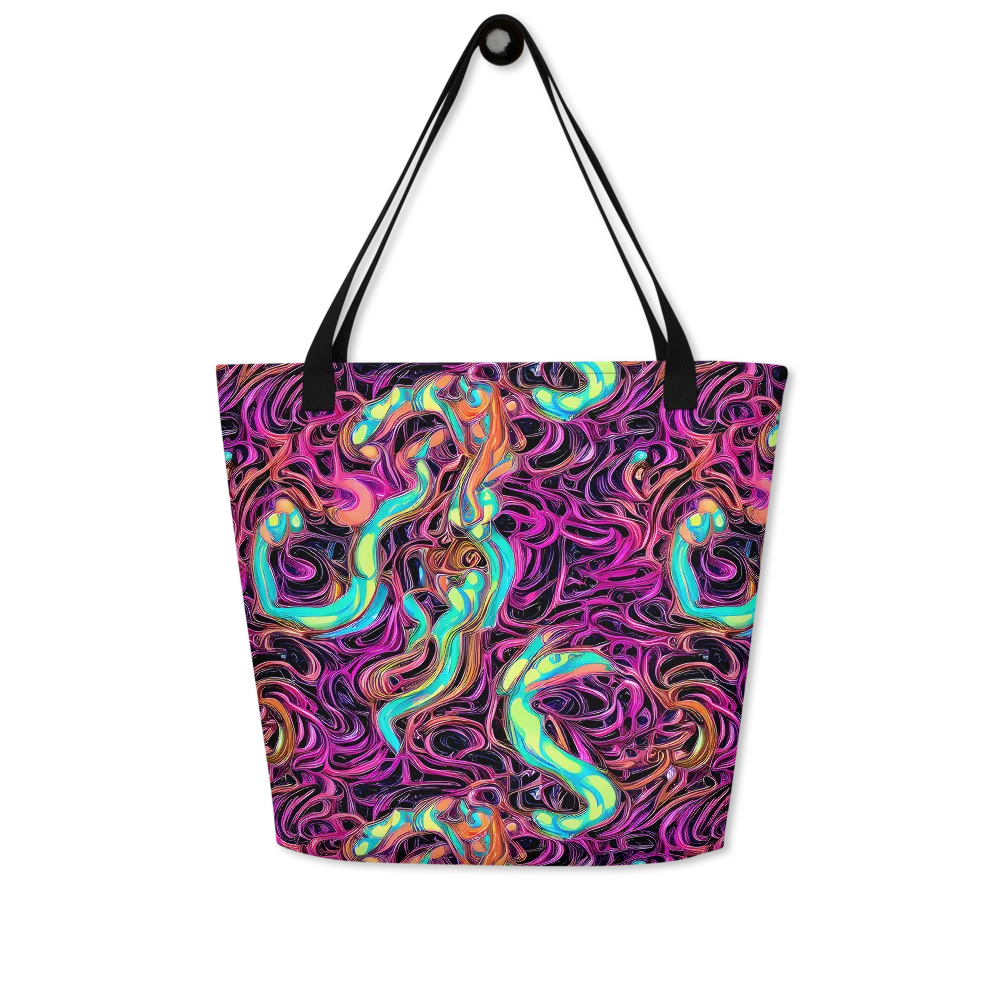Neon Drizzle on Large Tote Bag W/ Pocket — Front