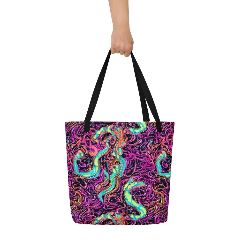 Neon Drizzle on Large Tote Bag W/ Pocket — Front