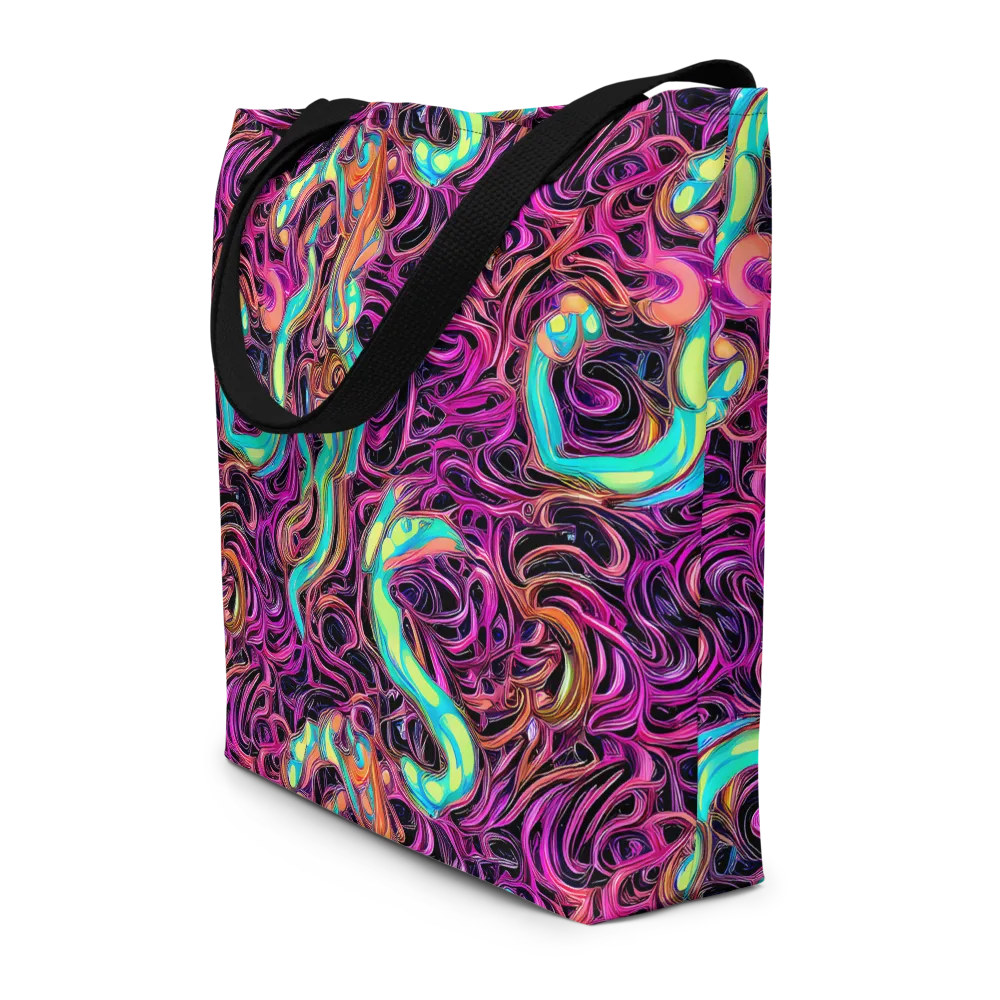 Neon Drizzle on Large Tote Bag W/ Pocket — Front