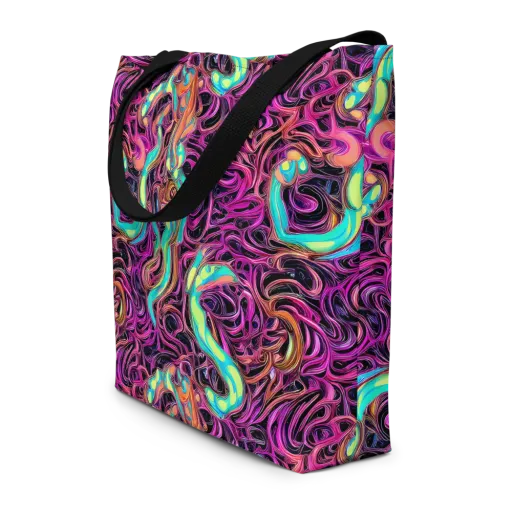 Neon Drizzle on a Large Tote Bag W/ Pocket
