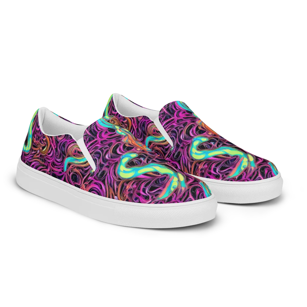 Neon Drizzle on Women's Slip-On Canvas Shoes — Right Front