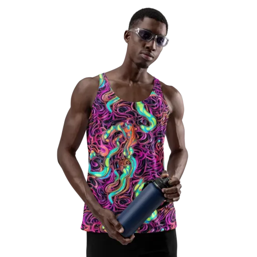 Neon Drizzle on a Men's Tank Top