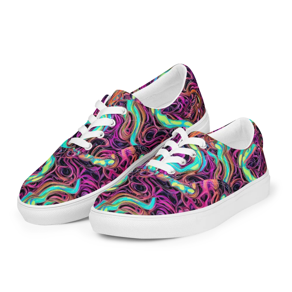 Neon Drizzle on Men's Lace-Up Canvas Shoes — Left Front