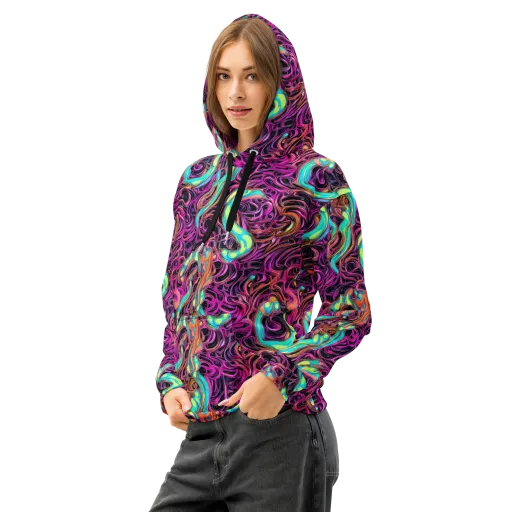 Neon Drizzle on a Cotton Hoodie