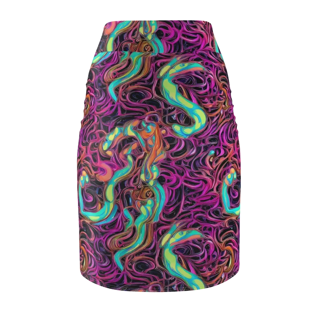 Neon Drizzle on Pencil Skirt — Back