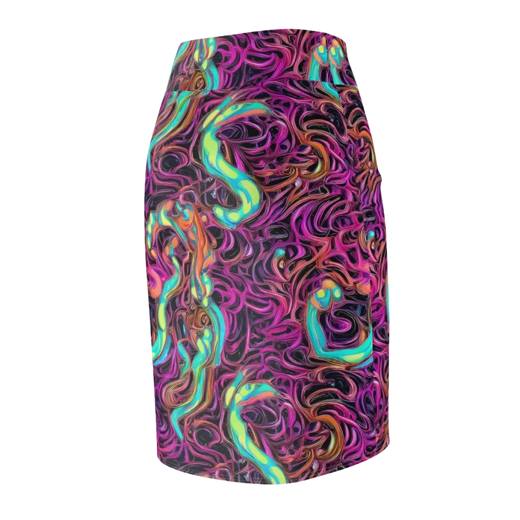 Neon Drizzle on Pencil Skirt — Back Side