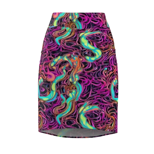 Neon Drizzle on a Pencil Skirt