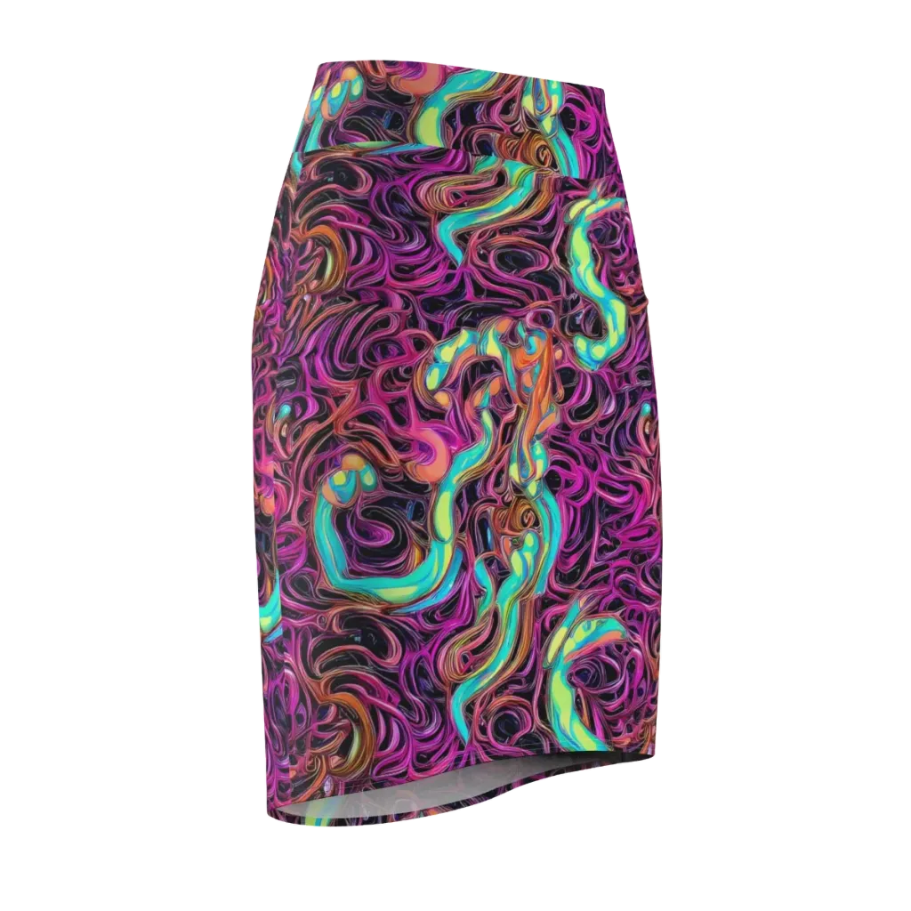 Neon Drizzle on Pencil Skirt — Front Side