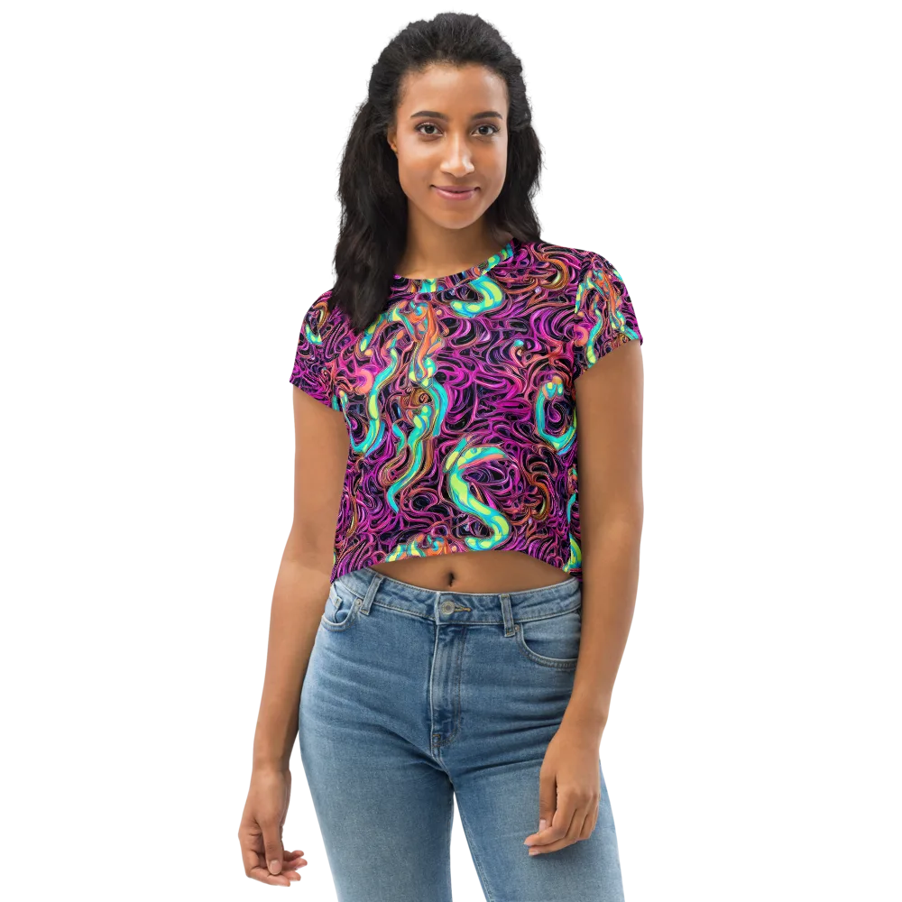 Neon Drizzle on Crop Tee — Front