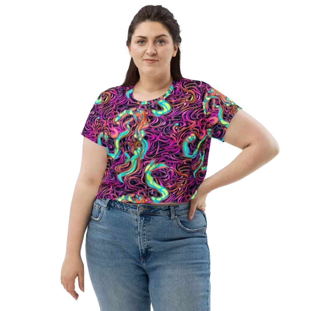 Neon Drizzle on Crop Tee — Front