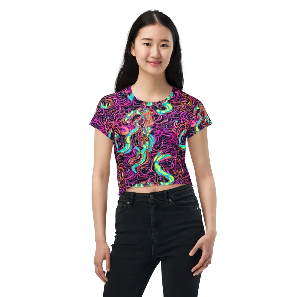 Neon Drizzle on Crop Tee — Front