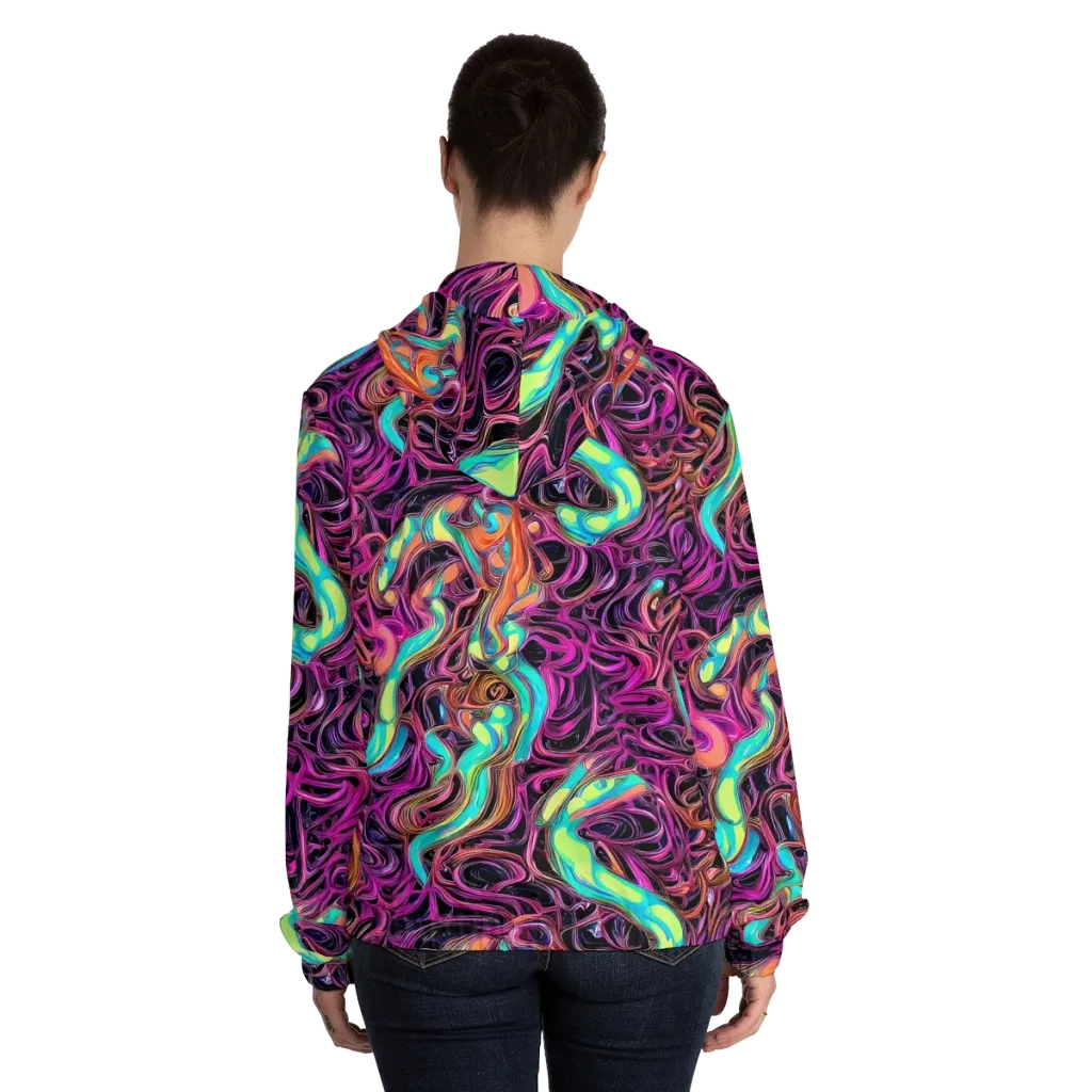 Neon Drizzle on Women's Full-Zip Hoodie — Back On Person