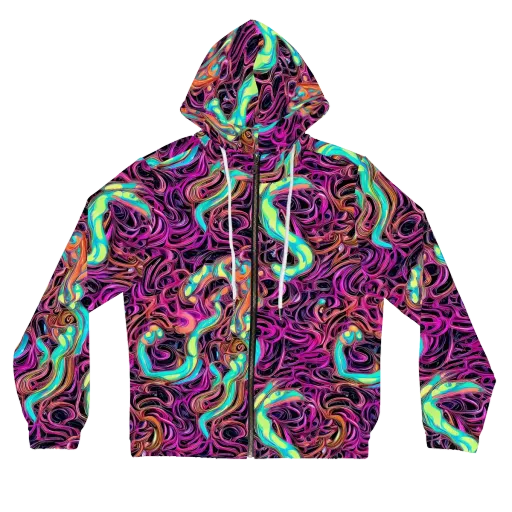 Neon Drizzle on a Women's Full-Zip Hoodie