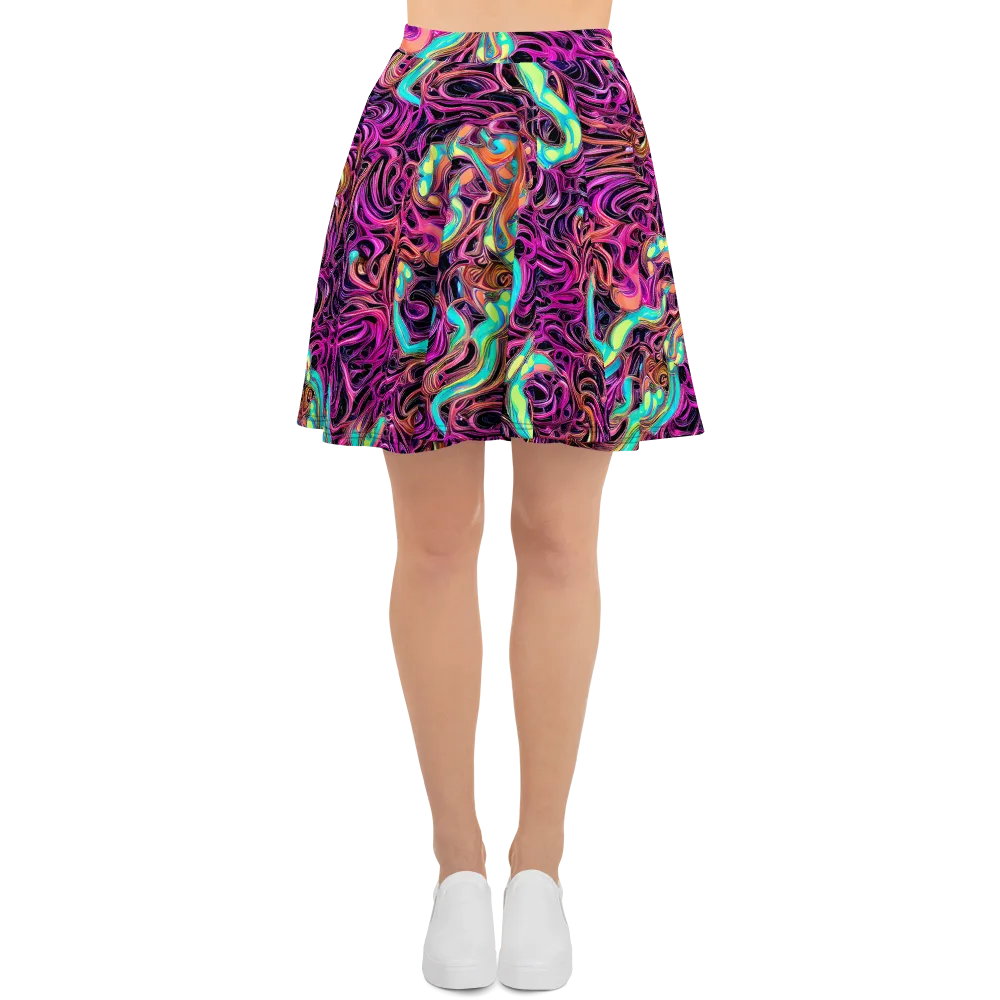 Neon Drizzle on Skater Skirt — Front
