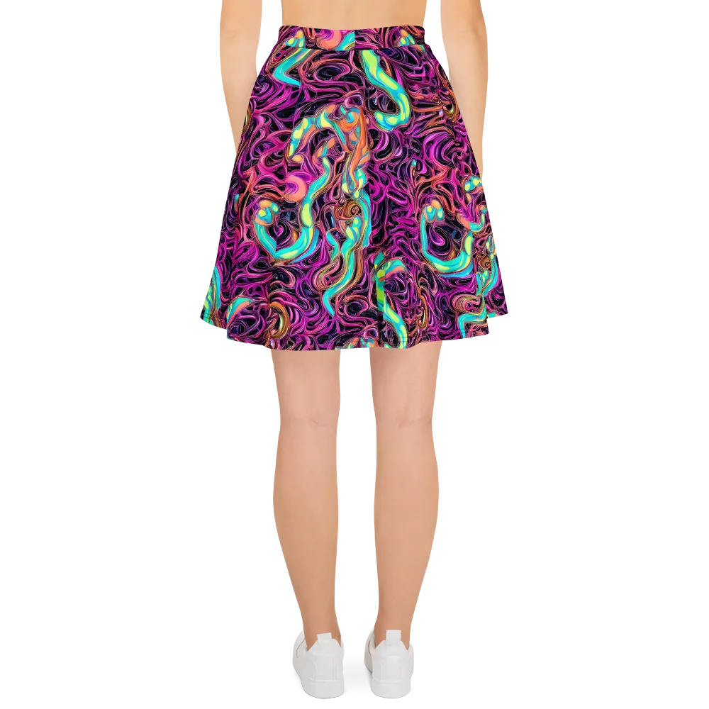 Neon Drizzle on Skater Skirt — Back