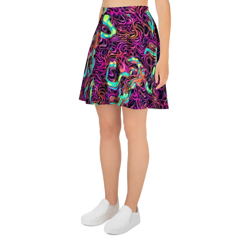 Neon Drizzle on Skater Skirt — Left