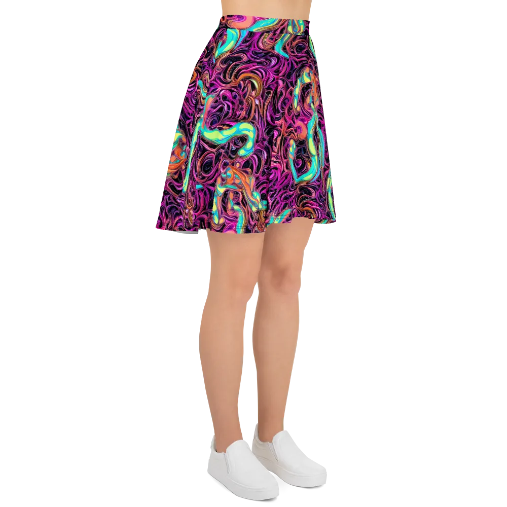 Neon Drizzle on Skater Skirt — Right