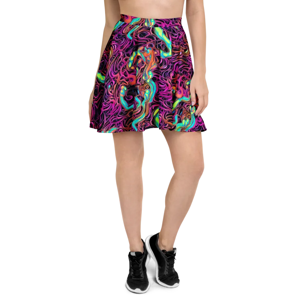 Neon Drizzle on Skater Skirt — Front