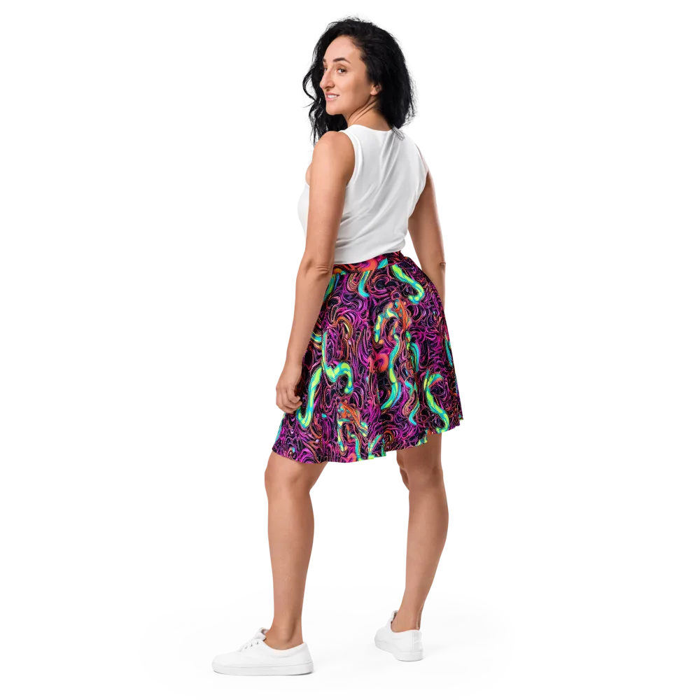 Neon Drizzle on Skater Skirt — Back