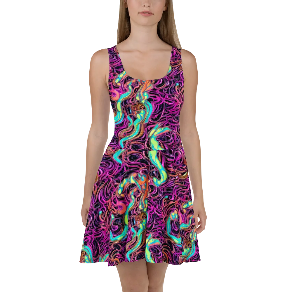 Neon Drizzle on Skater Dress — Front
