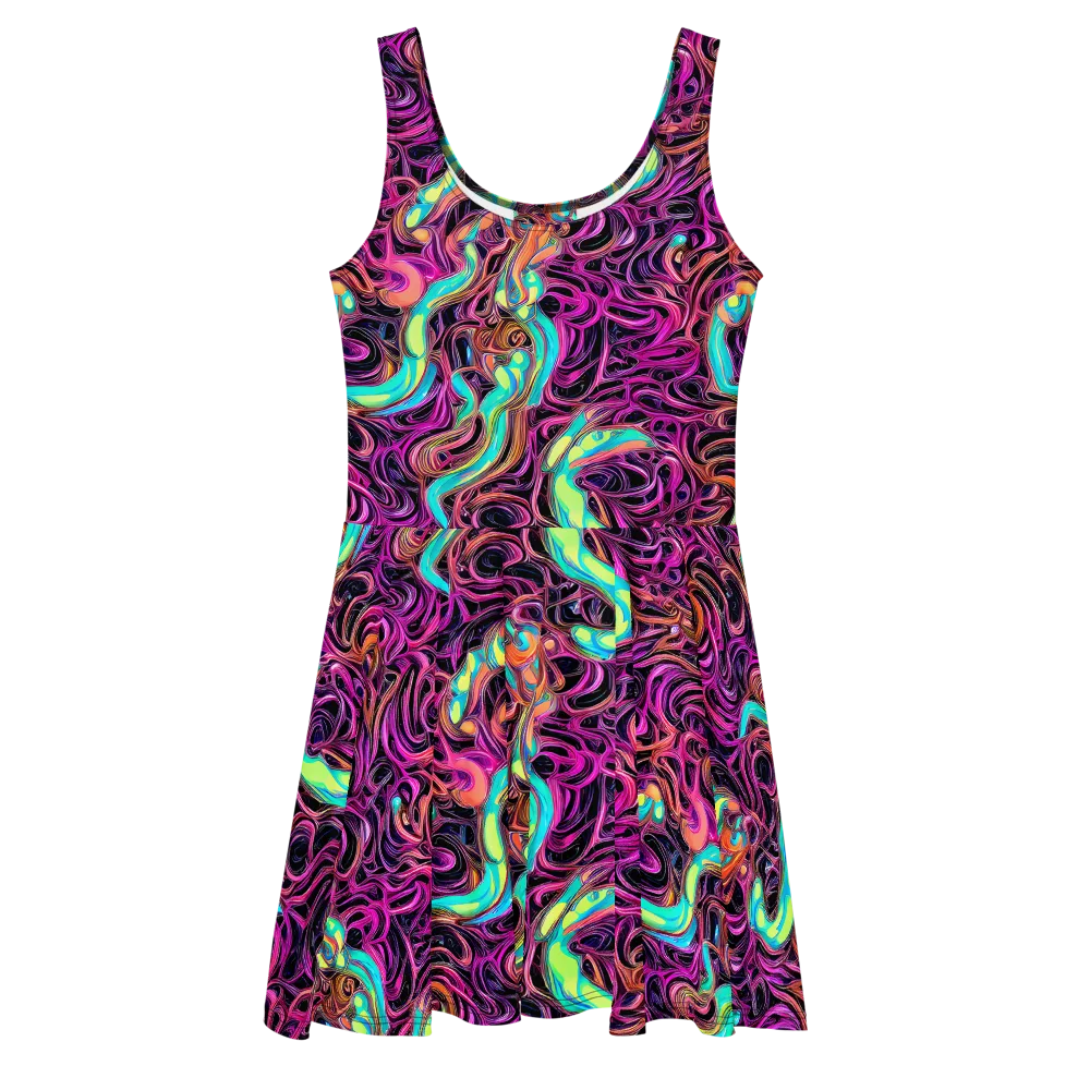 Neon Drizzle on Skater Dress — Front